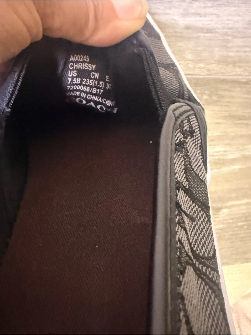 Coach Chrissy Black Signature C Logo Slip-On Sneaker Shoes Sz 7.5B